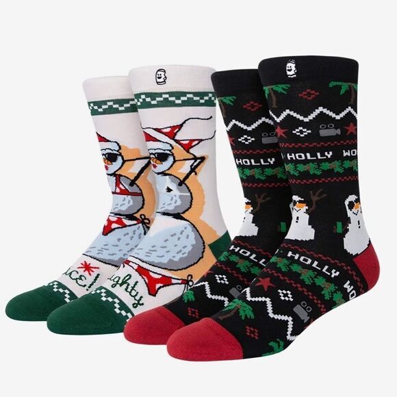 Boo Socki Snowman Socks 2 Pack Features Cool Festive Graphics Throughout - Picture 1 of 10